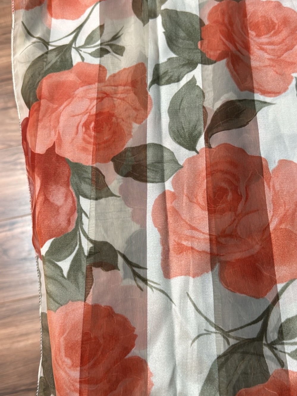 Sheer Floral Scarf in Coral Rose by